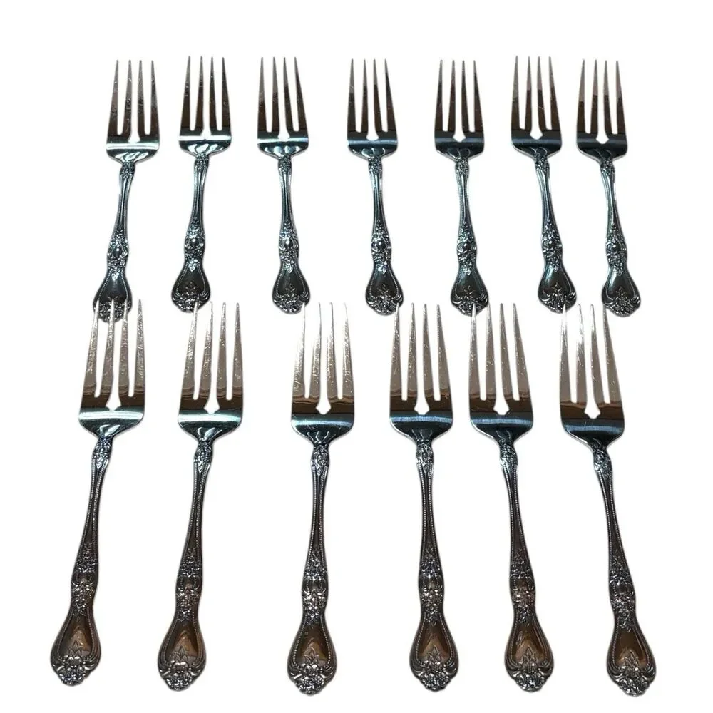 66 Piece Rogers Rose Pattern Stainless Flatware Silverware Korea Service 9-12